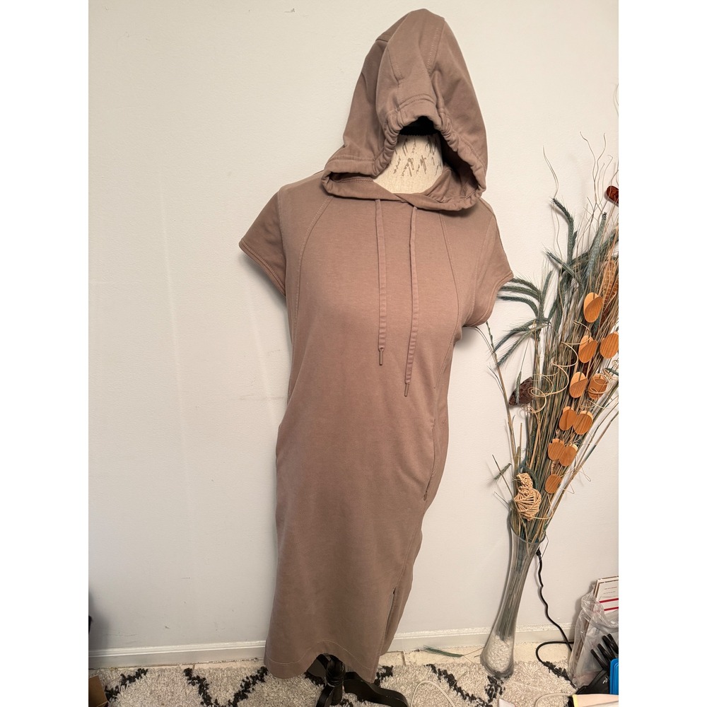 Athleta Hooded Short Sleeve Midi Dress Taupe XS TP